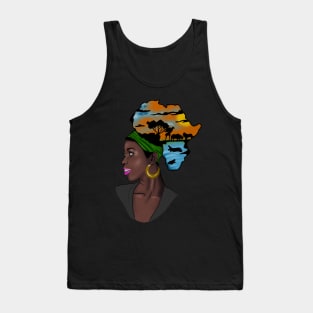 African Woman with Africa Map Tank Top